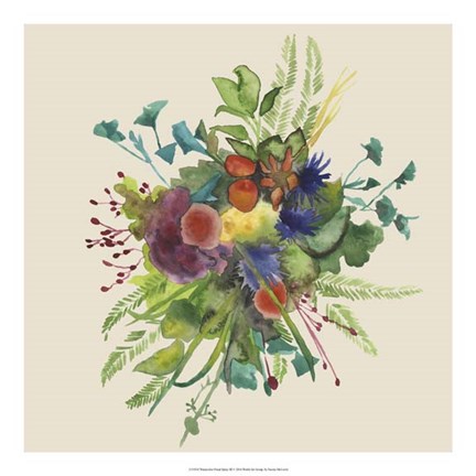 Framed Watercolor Floral Spray III Print