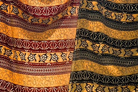 Framed Fiji, Yasawa Islands Colorful fabrics with prints Print