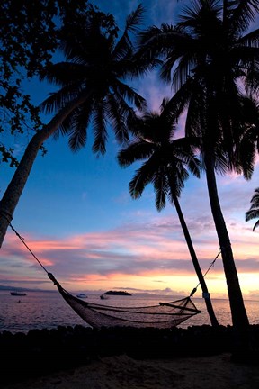 Framed Sunset at Garden Island Resort, Taveuni, Fiji Print