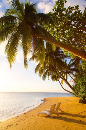 Framed Beach Chairs, Matangi Private Island Resort, Fiji Print