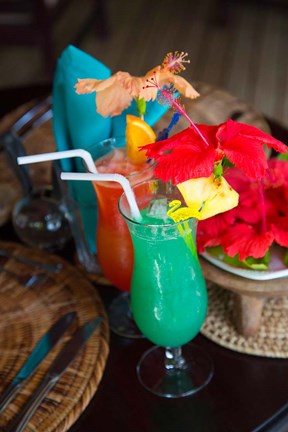 Framed Colorful Cocktails at Matangi Private Island Resort, Fiji Print