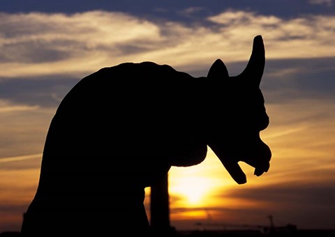 Framed France, Paris Notre Dame Cathedral, gargoyle Print