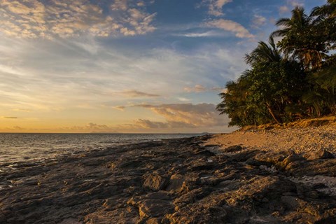 Framed Late afternoon light on a beach on Beachcomber island, Mamanucas Islands, Fiji, South Pacific Print