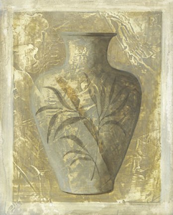 Framed Vase Tropical I Print