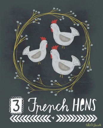 Framed 3 French Hens Print