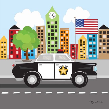 Framed Police Car Print