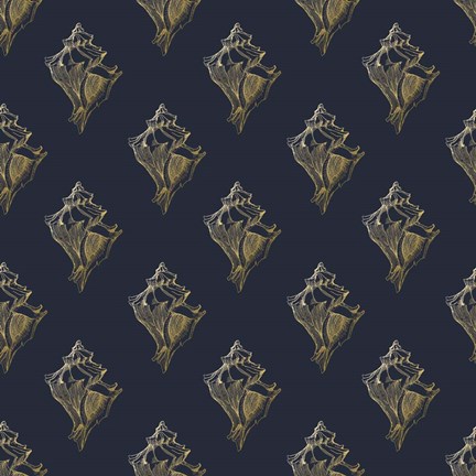 Framed Gold Shell Pattern Print