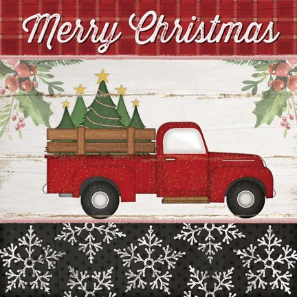 Framed Merry Christmas Truck Print