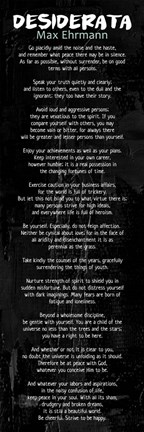 Framed Desiderata In Black Print