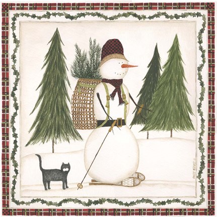 Framed Cross Country Snowman Print