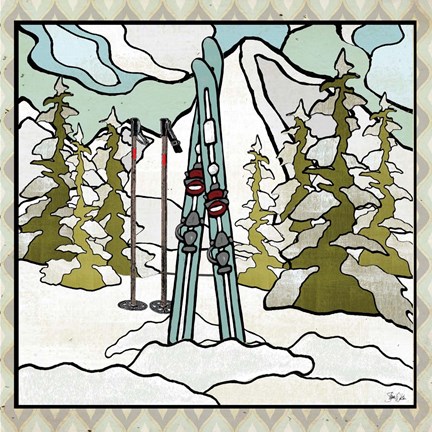 Framed Retro Snow Skis Print