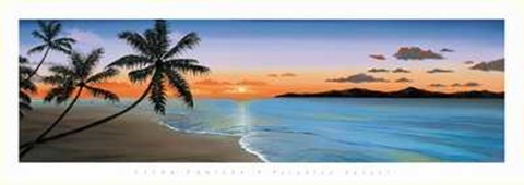 Framed Elena Panizza - Paradise Sunset Size 54.5x19.25 Print