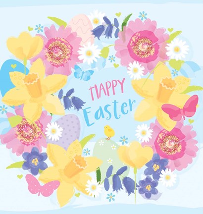 Framed Happy Easter - Flowers Print