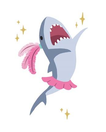 Framed Wash Brush Floss Flush Shark Pink Part I Print