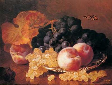 Framed Still Life with Grapes and Peaches Print