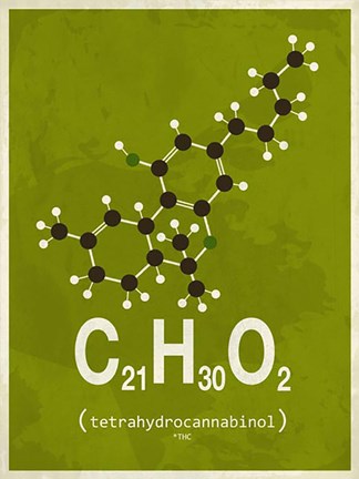 Framed Molecule THC - Green Print