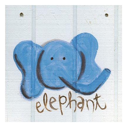 Framed Happy Blue Elephant Print
