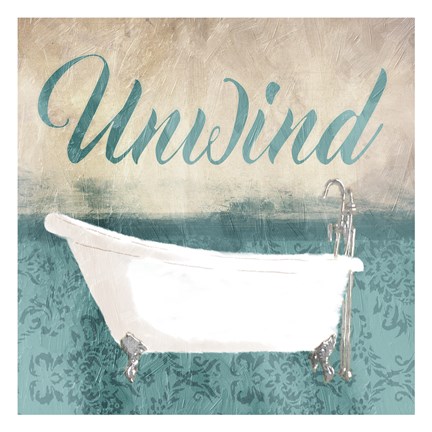 Framed Unwind Bath Teal Print