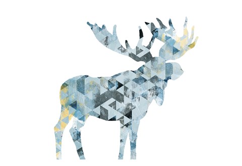 Framed Blue Moose Triangles Print