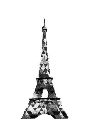 Framed Grey Eiffel Triangles Print