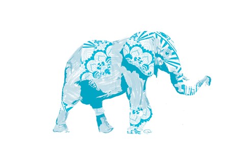 Framed Blue Mandala Elephant Print