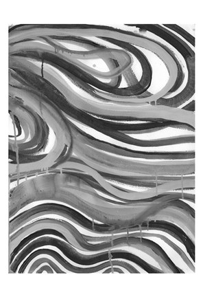Framed Charcoal Ripples 1 Print