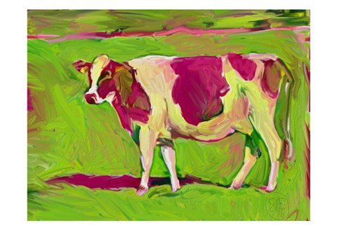 Framed Pink Cow 2 Print