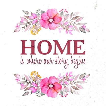 Framed Home Is Where Our Story Begins-Magenta Print