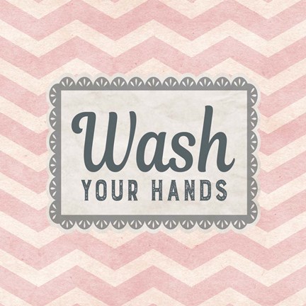 Framed Wash Your Hands Pink Pattern Print