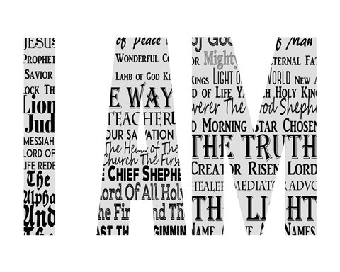 Framed Names of Jesus I AM Silhouette White Print