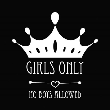 Framed Girls Only Crown Black Print