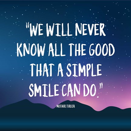 Framed Simple Smile - Mother Teresa Quote (Dusk) Print