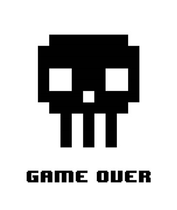 Framed Game Over  - Black Skull Print