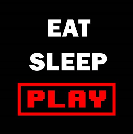 Framed Eat Sleep Play - Black with Red Text Print