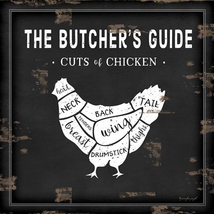 Framed Butcher&#39;s Guide Chicken Print