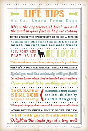 Framed Life Tips - Dog Print