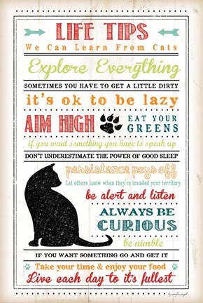 Framed Life Tips - Cats Print