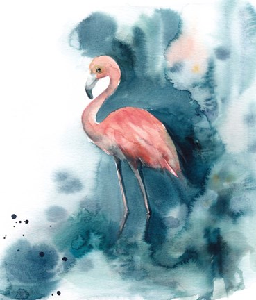 Framed Pink and Blue Flamingo Print