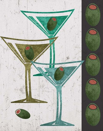 Framed Martini and Olives I Print