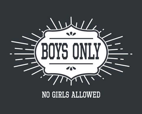 Framed Boys Only Sunburst Cool Gray Background Print