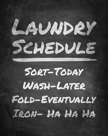 Framed Laundry Schedule Chalkboard Print
