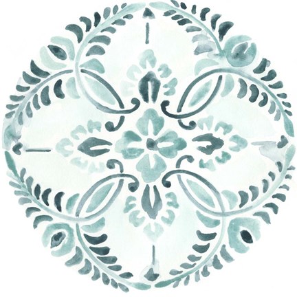 Framed Aqua Medallions IV Print
