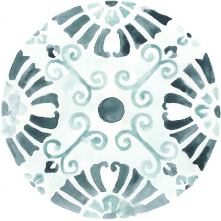 Framed Aqua Medallions V Print