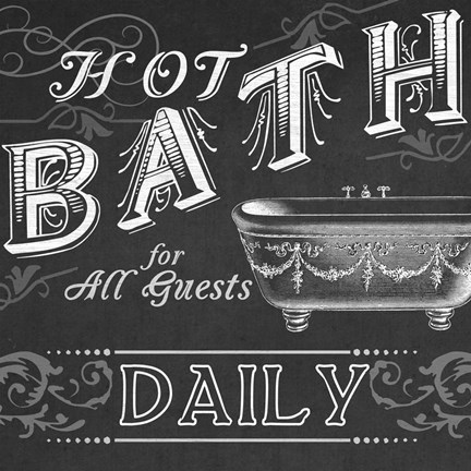 Framed Chalkboard Bath Signs II Print