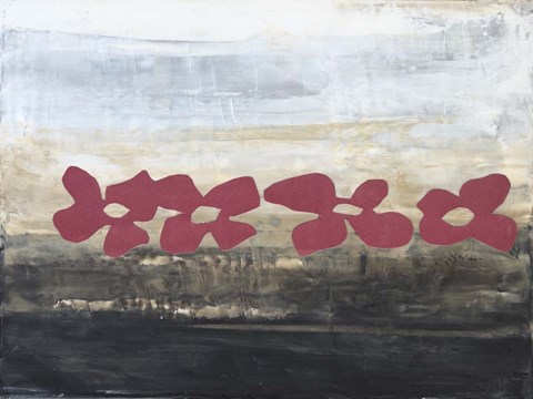 Framed Stenciled Posies III Print