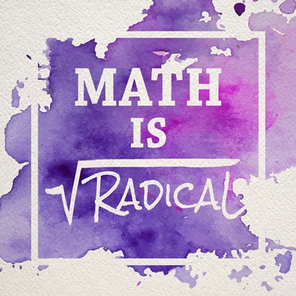 Framed Math Is Radical Watercolor Splash Purple Print