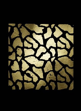 Framed Gold Foil Giraffe Pattern on Black Print