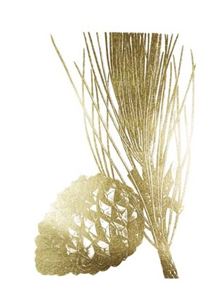 Framed Gold Foil Pine Cones I Print