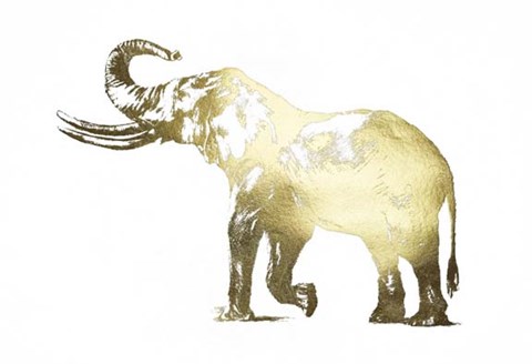 Framed Gold Foil Elephant I Print