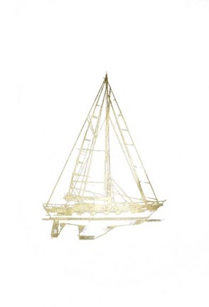 Framed Gold Foil Yacht Sketches II Print